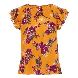New Walter Baker Women's Ruffle Floral Yellow Top